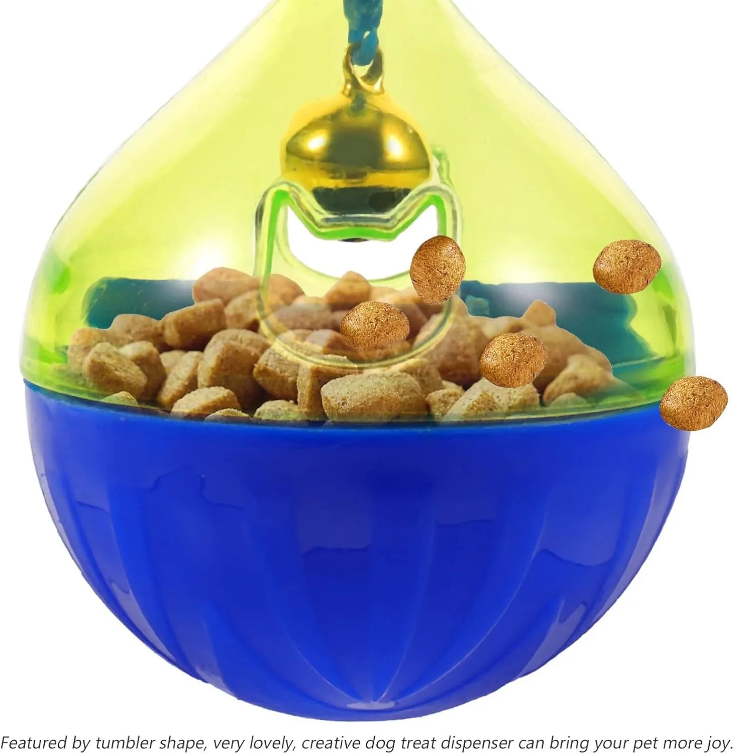White tumbler-shaped pet treat dispenser toy measuring 14cm for dogs and cats
