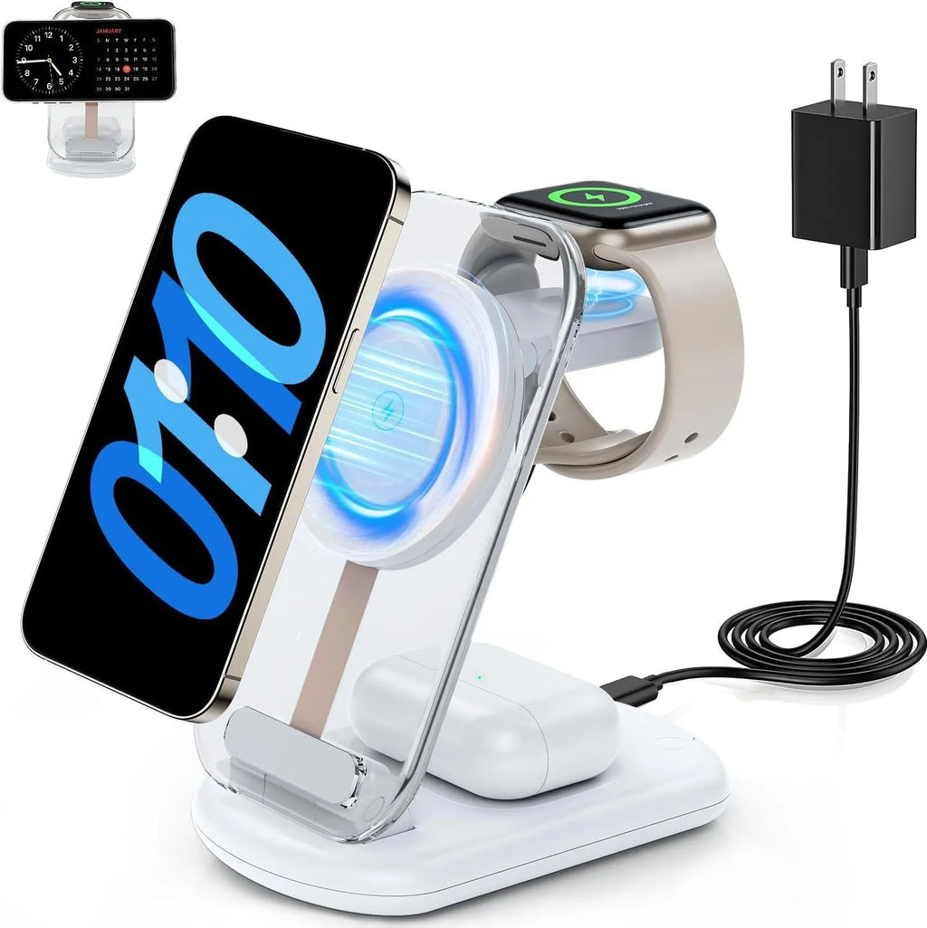 Transparent magnetic wireless charger folded showing internal components