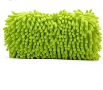 Silvery green microfiber car wash sponge measuring 14 by 25 centimetres for vehicle cleaning