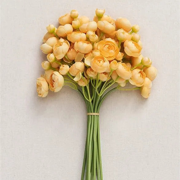 24-head artificial silk tea rose camellia flower stem in pink, 35cm tall for wedding decor