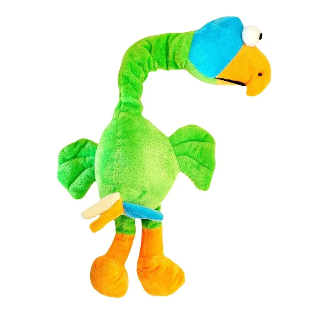 Screaming chicken sound dog chew toy in bite-resistant rubber, black green orange colours
