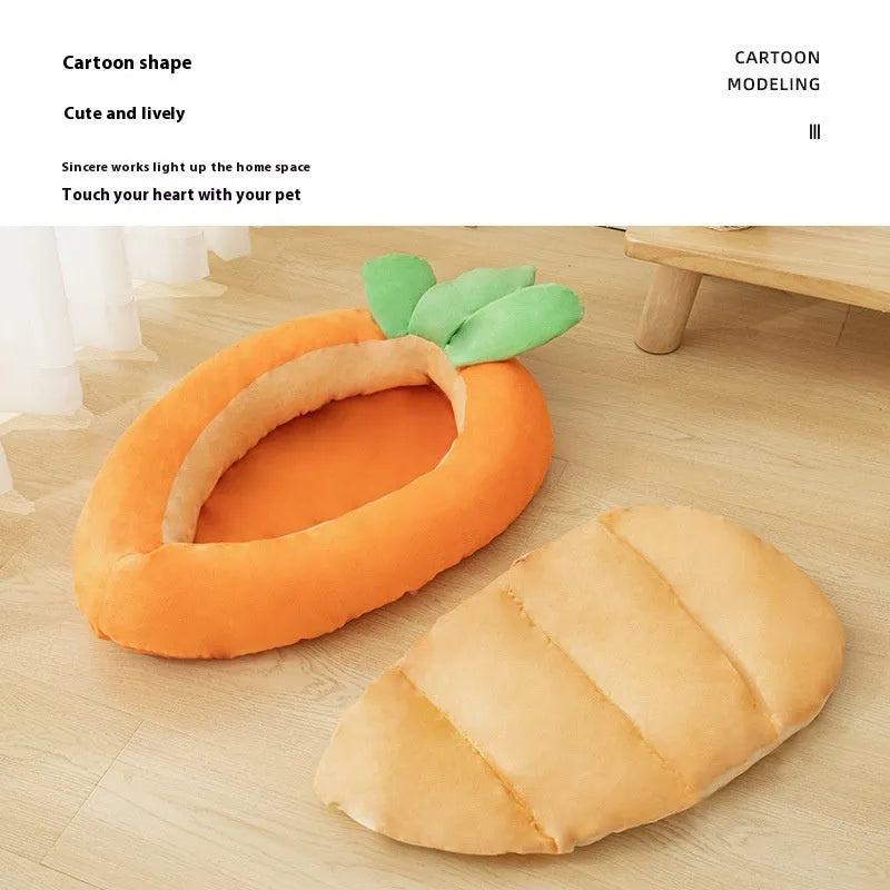 Carrot cartoon pattern double-sided removable washable pet mat for dogs
