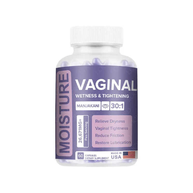 Bottle of 60 vaginal capsules for adult feminine intimate care.