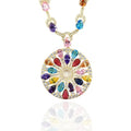 Geometric Yajin necklace with inlaid zircon pendant, bamboo link chain, adjustable 21-50cm, photo colour