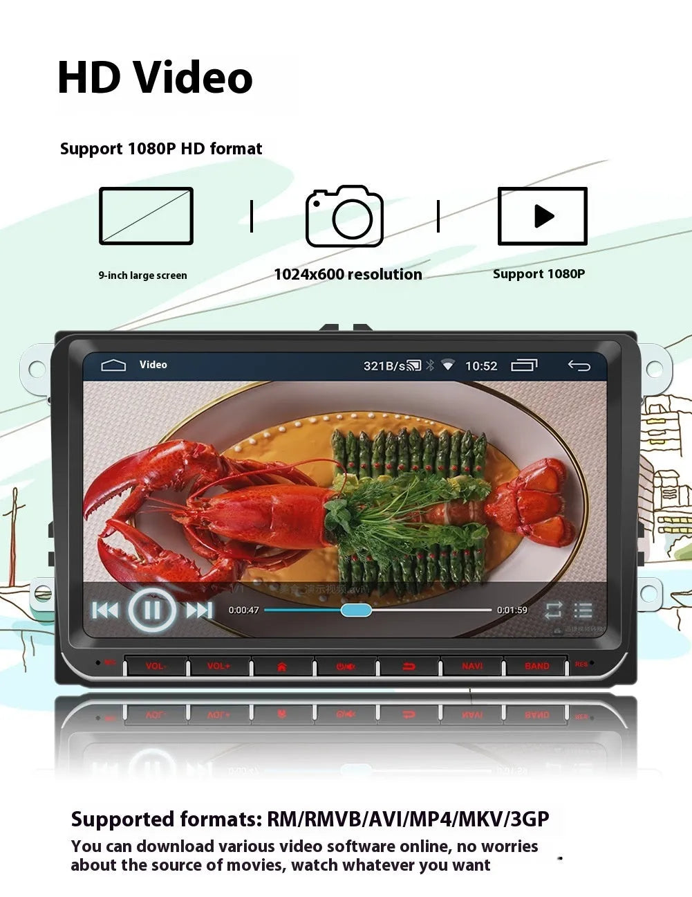 Android 9-inch car GPS navigation integrated host for Volkswagen with Bluetooth and touchscreen
