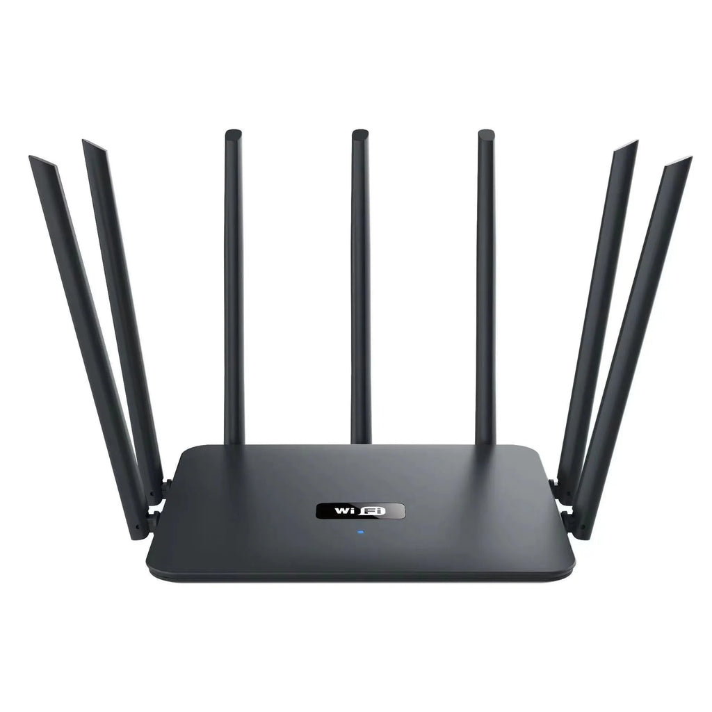 Black and white dual-frequency 5G Gigabit router with multiple antennas for through-wall home WiFi coverage