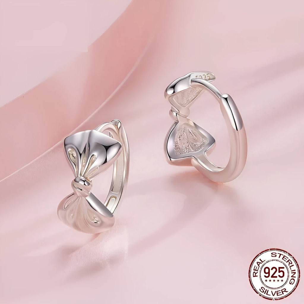 Pair of 925 silver bow earrings with electroplated finish in BSE1196 colour
