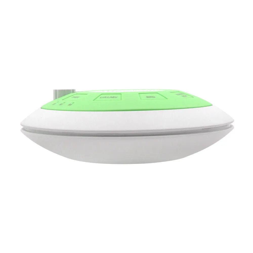 Rechargeable white noise sleep aid instrument in blue flying saucer design with music function
