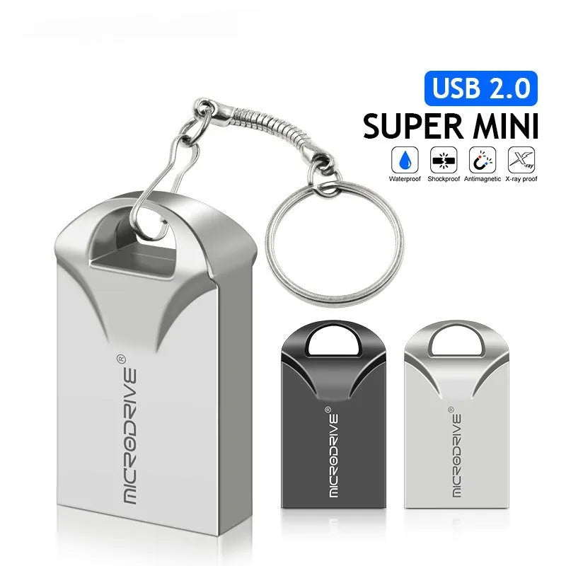 Mini black and silver metal USB flash drive with compact 23mm design