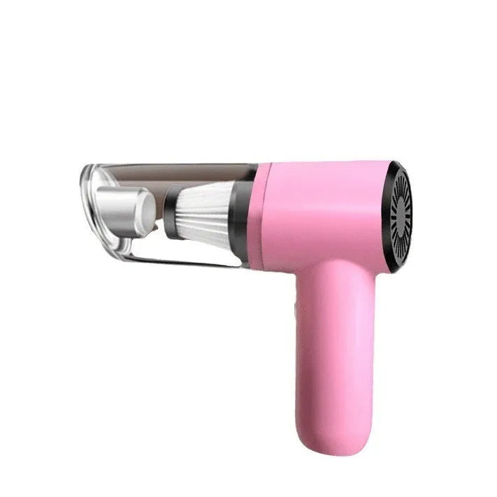 Pink wireless handheld car vacuum with USB rechargeable 1500 mAh battery for home and car indoor cleaning