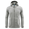 Men's loose fit hooded summer jacket in nylon, shown in light grey colour.