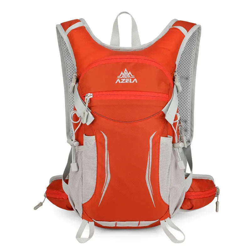 AZELA lightweight hydration backpack in breathable mesh with multiple compartments for trail running and hiking
