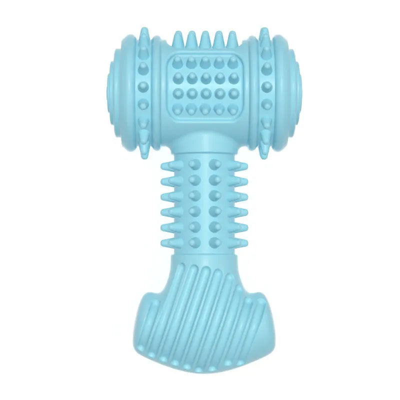 Blue TPR dog chew toy with big-bone shape and raised surface dots for teeth cleaning