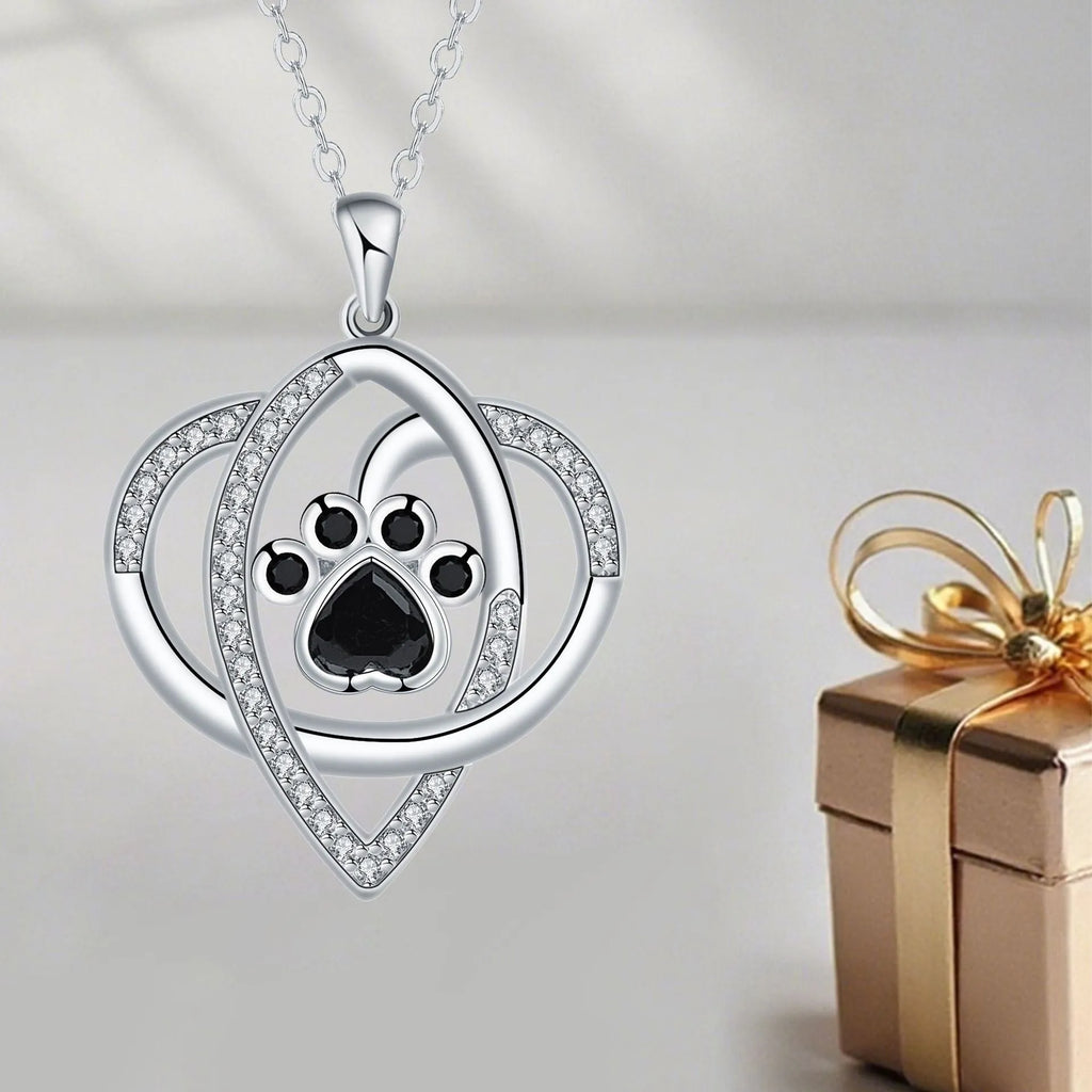 Copper dogs and cats footprints pendant necklace with electroplated finish on cross chain
