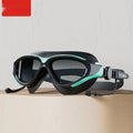 Professional anti-fog swimming goggles in black blue with PVC and silicone construction