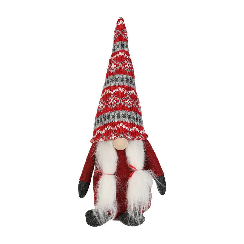 Cloth Christmas ornament faceless Rudolf reindeer doll in red clothing