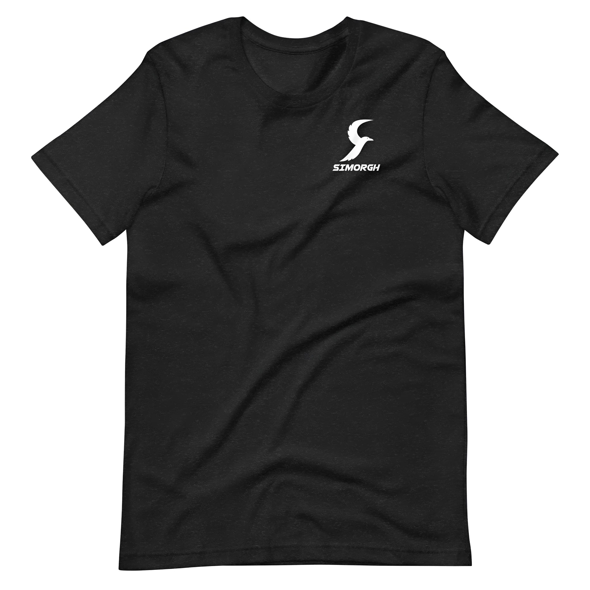Black cotton t-shirt with loose fit, short sleeves, and round neck on mannequin