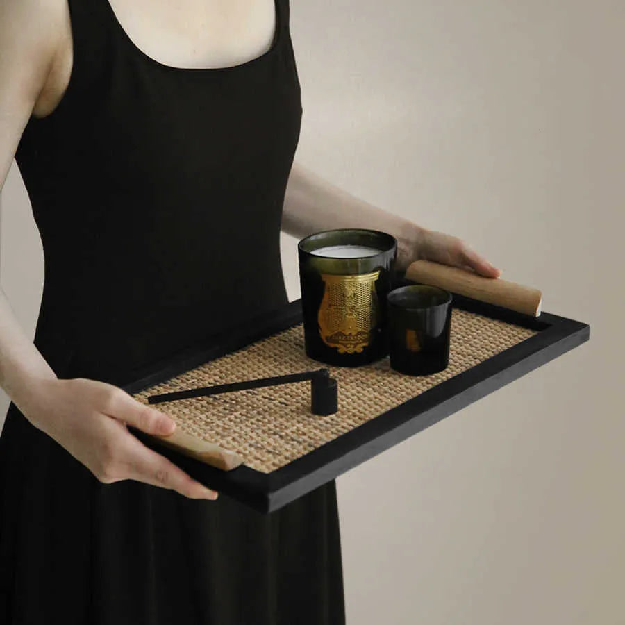 Pine wood dining tray with compartment design for tea room serving