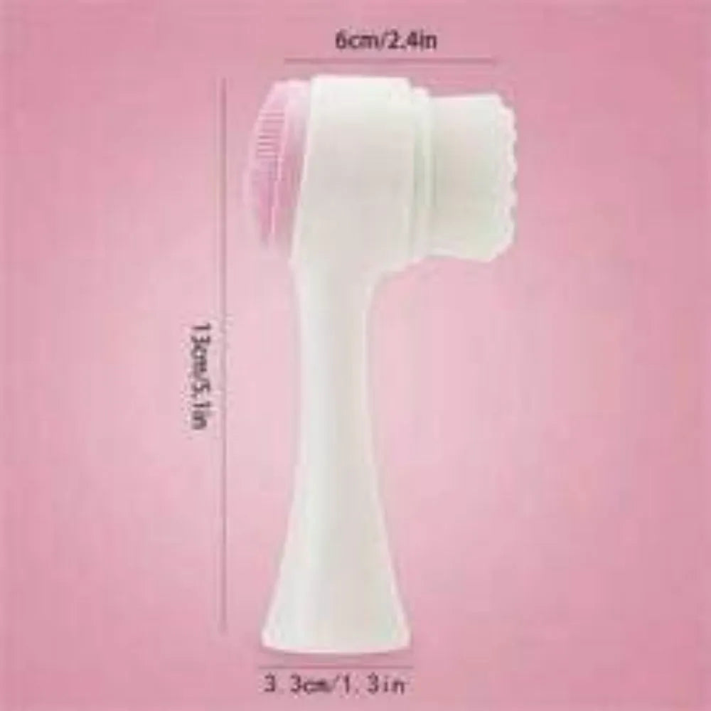 Blue and pink easy clean nylon pet paw brush for dogs and cats on a white background