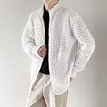 Men's autumn cardigan coat in black with loose fit and rabbit hair blend fabric