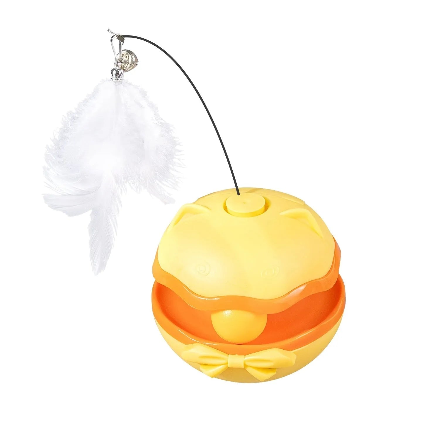 Electric cat toy tumbler teaser in yellow, blue or grey plastic with self-moving action