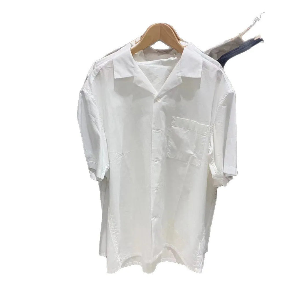 Men's modal cotton open collar casual shirt in Japanese Korean style