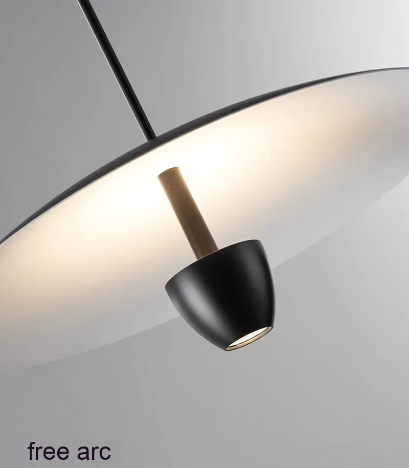 Black Nordic minimalist ceiling chandelier with warm white lighting