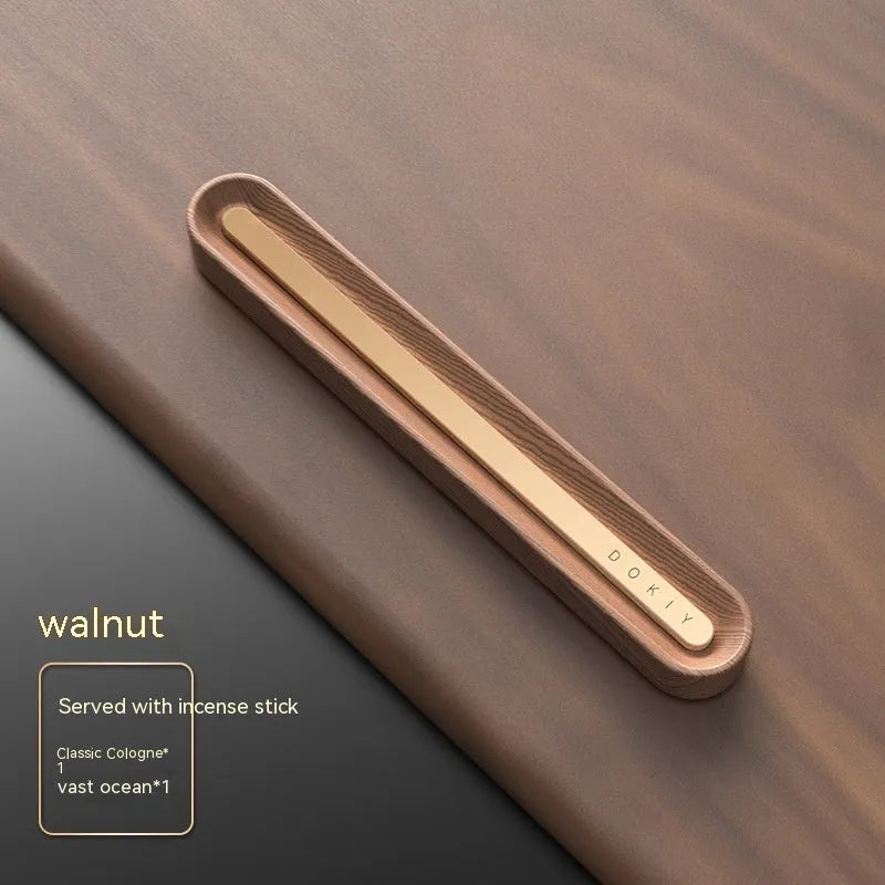 Solid wooden long bar car aromatherapy ornament for air vents in walnut colour.