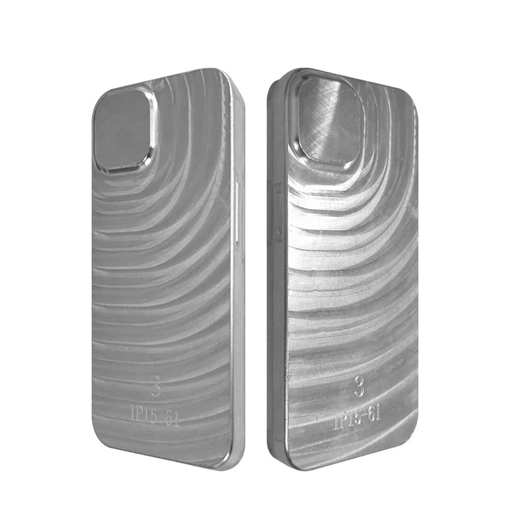 Silver aluminium alloy phone case with single shell metal mould back cover for iPhone and Samsung models