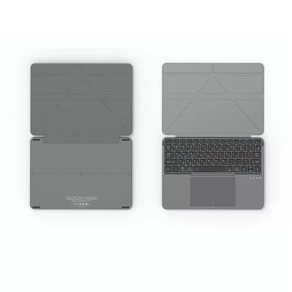 Grey wireless Bluetooth folding keyboard for mobile phones and tablets