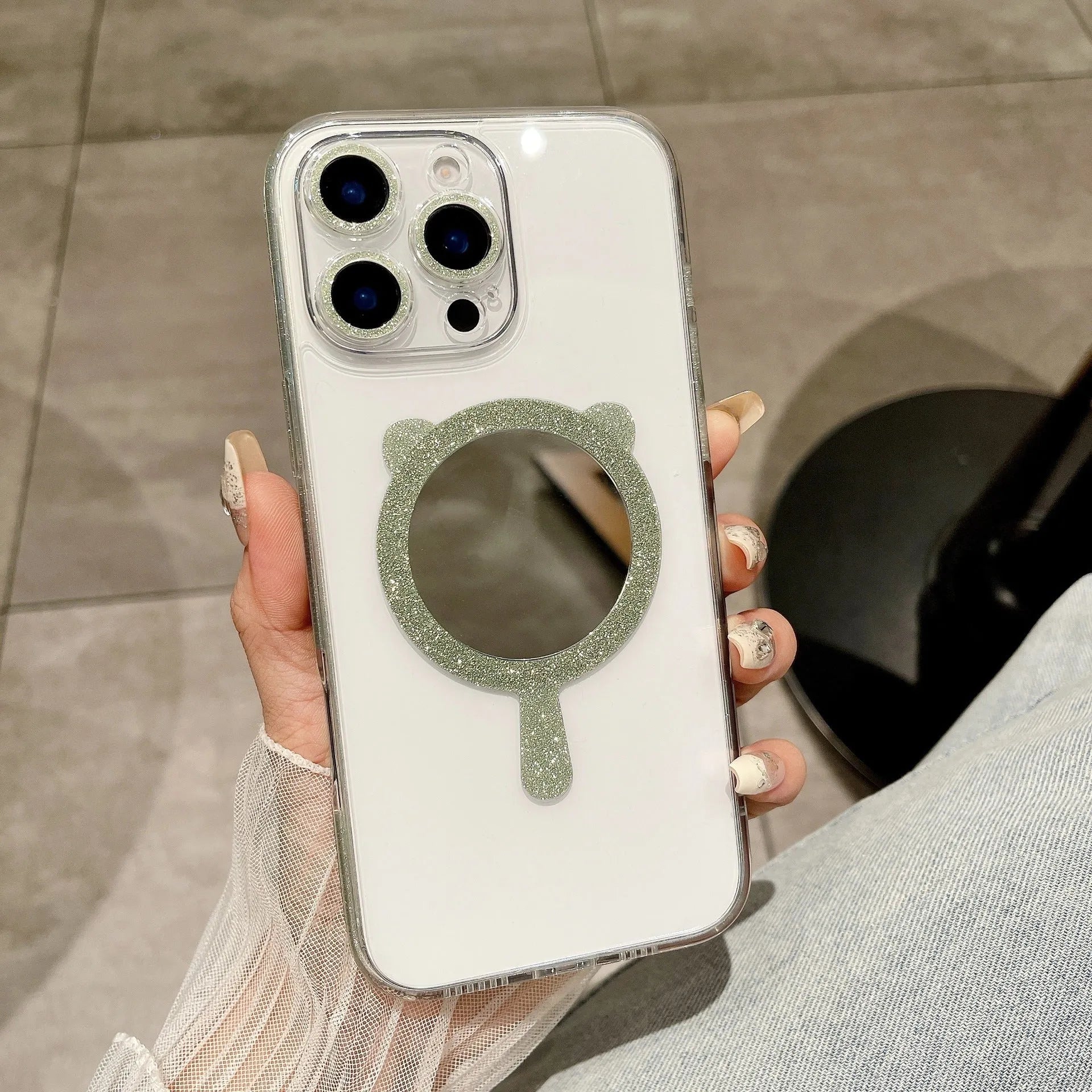 Advanced magnetic suction TPU phone case for iPhone with Star River mirror design in blue colour