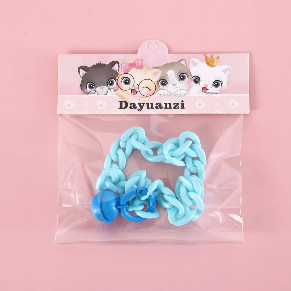 Adjustable plastic pet collar in macaron candy colours with chain detailing for cats, dogs and rabbits