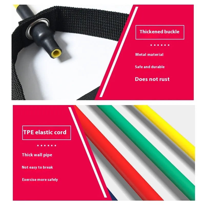 Colour-coded TPE chest expander with resistance ropes for adjustable fitness training