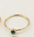 14K gold gilded brass knuckle ring with zircon stones in green blue dark red white colours