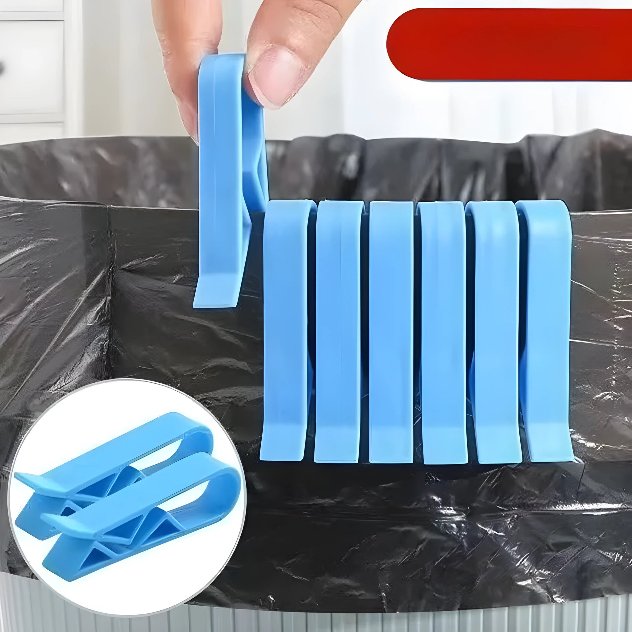 Ten white PP plastic garbage bag fixing clips for securing liners to bin rims