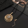 Vintage geometric plaid sweater chain necklace with snakeskin wax rope chain in TLN716 gold colour