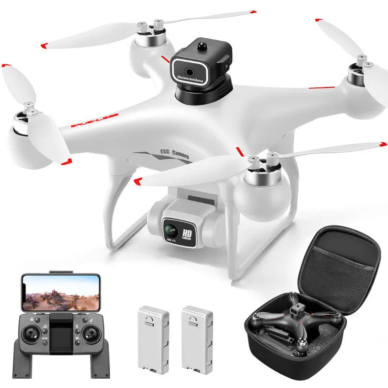 Black HD brushless UAV drone with four-side obstacle avoidance and dual cameras for aerial photography