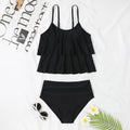High waist double-layer swimsuit briefs in coconut tree print design with sleeveless cut