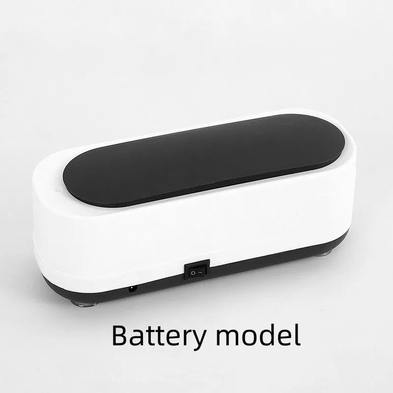 Black and white multifunctional ultrasonic cleaner for eyeglasses and jewellery with high frequency vibration