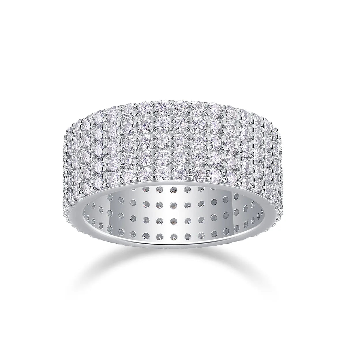 Moissanite wedding ring set in S925 silver with platinum plating, under 0.1 carat, gift box
