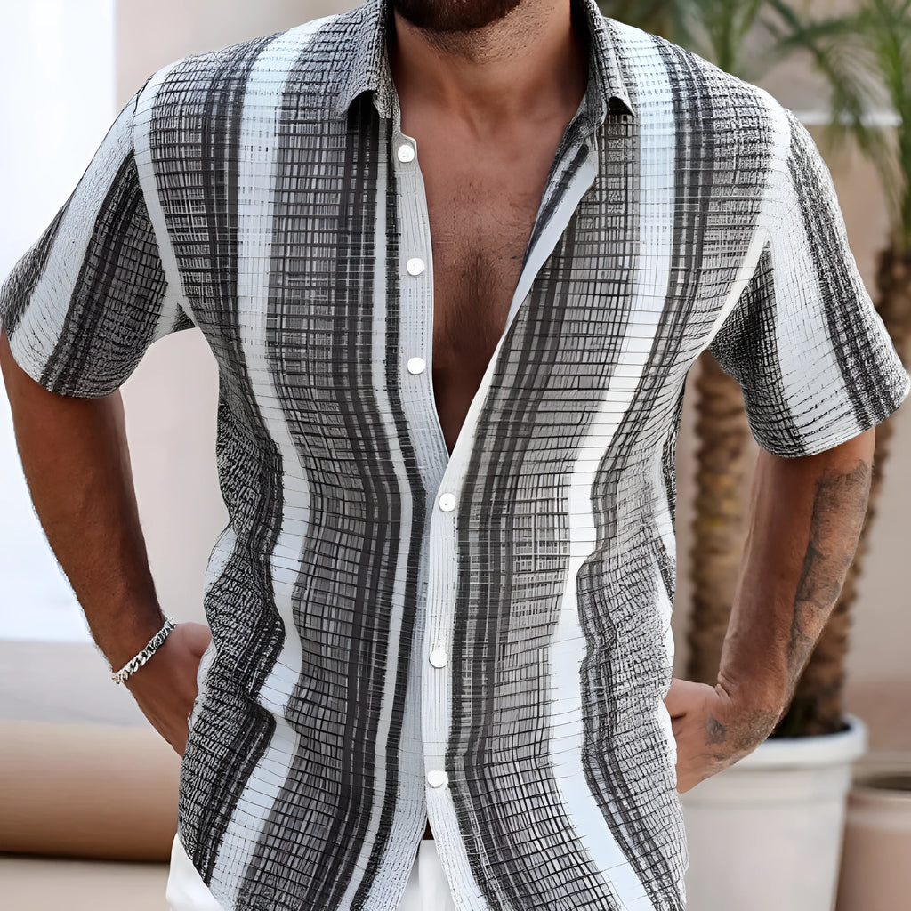 Men's slim fit floral print short sleeve shirt in polyester available sizes S to 5XL