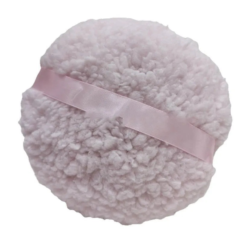 Oversized rectangular plush powder puff in pink, white, and skin colour options measuring 150mm by 75mm