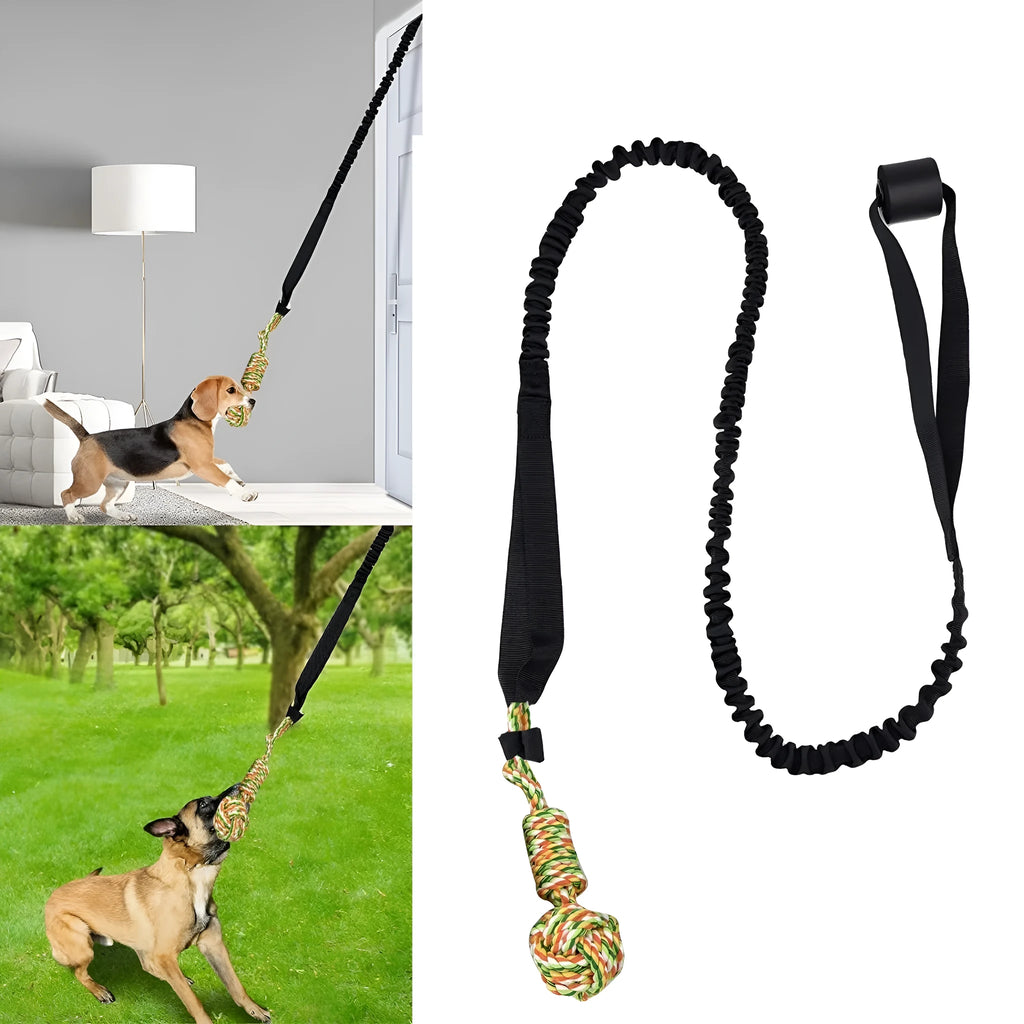 Cotton dog tug-of-war rope toy in black, grey or red colours for interactive play and dental grinding