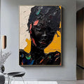 Hand-painted oil painting of African woman abstract graffiti street art on canvas