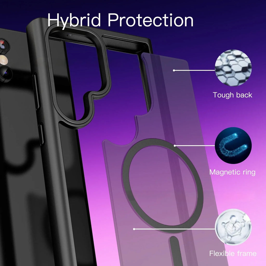 Samsung TPU phone case magnetic skin-absorbing matte protective cover in black for Galaxy S23