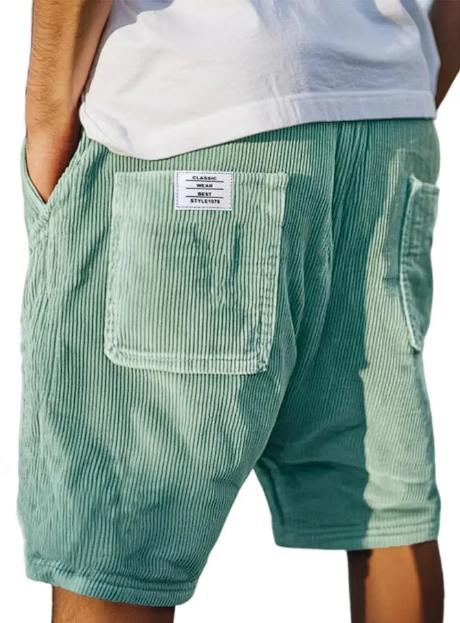 Men's straight-leg corduroy shorts in multiple colours with pocket details