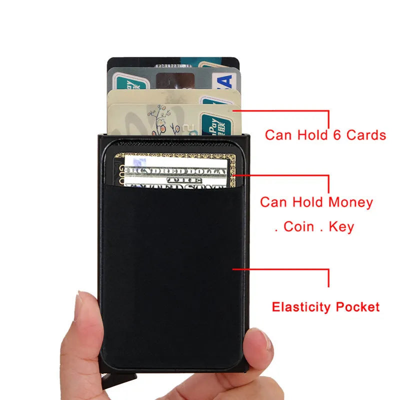 Aluminium alloy metal credit card holder with frosted finish in a choice of eight solid colours.