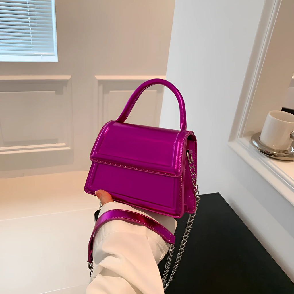 Retro style PU crossbody bag in six colour options with sewing line detailing