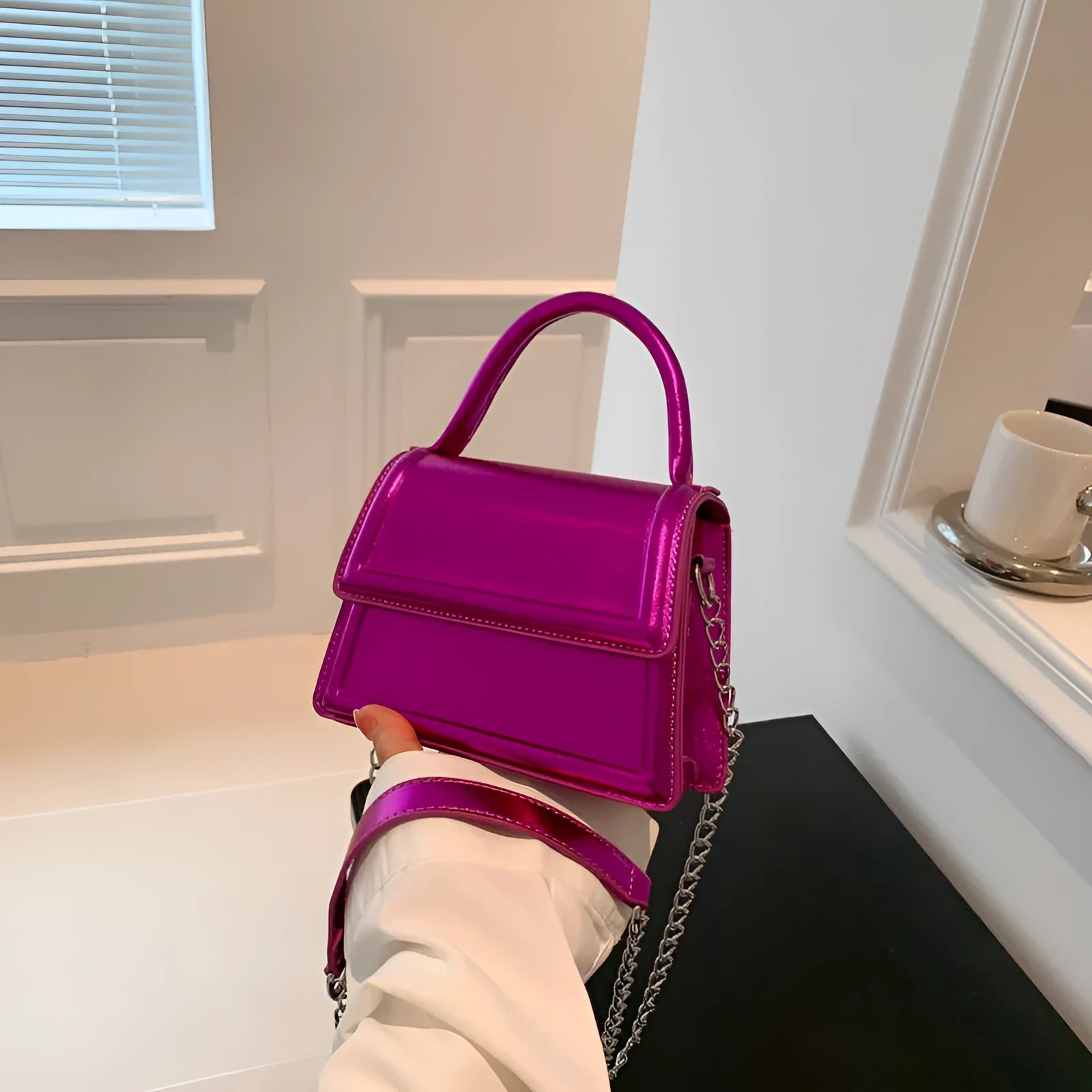 Retro style PU crossbody bag in six colour options with sewing line detailing