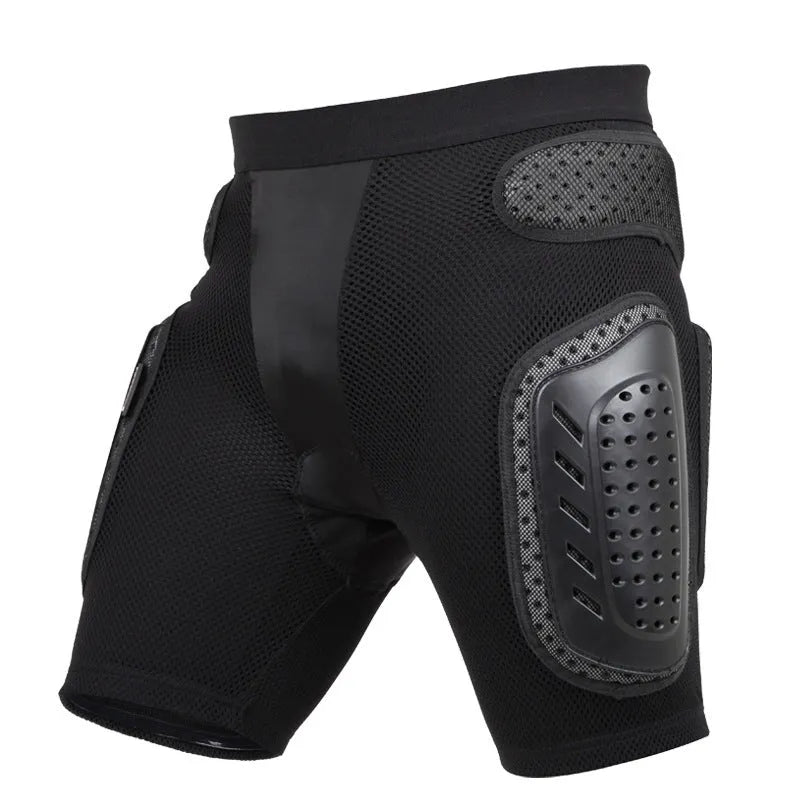 Black cycling hip pad protection pants showing padded hip area for impact absorption